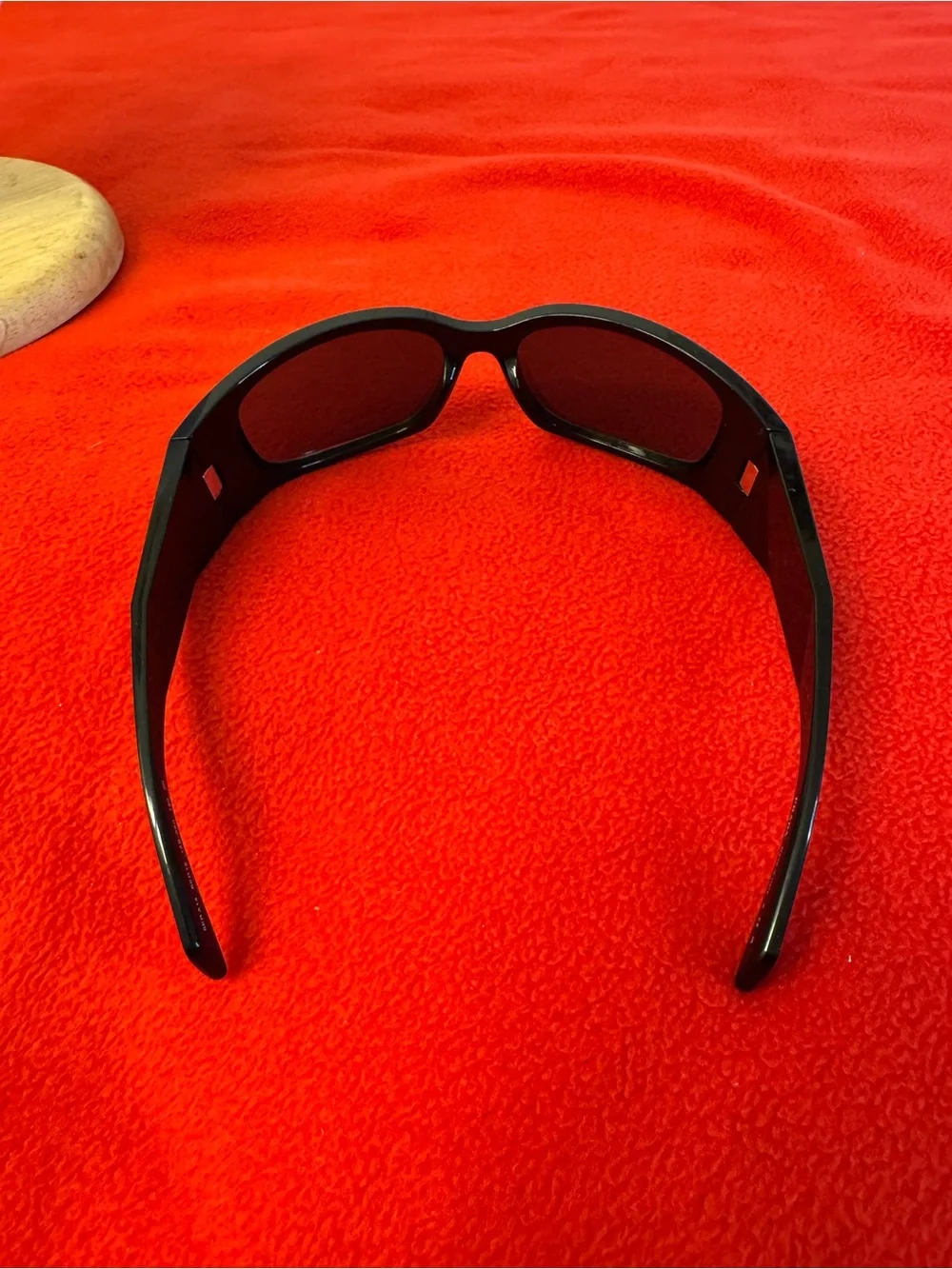 PRADA SPR A14 60-18 1AB-5S0 Wrap Black Dark Blue Lens Sunglasses Italy Made EUC